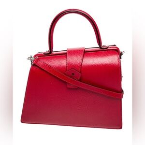 Hester Van Eeghan Klipper red leather handbag with handle and strap